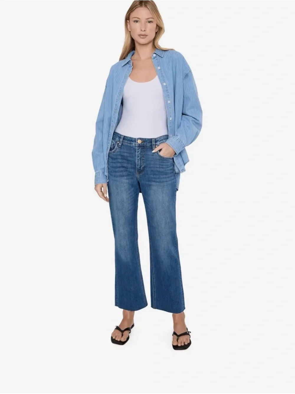 Kut from the Kloth women’s Kelsey Fab Ankle Flare Cropped medium blue Jeans 10
